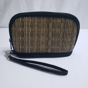SARAYE Baskets of Cambodia Black & Natural Bamboo Wallet Cell Clutch Wristlet